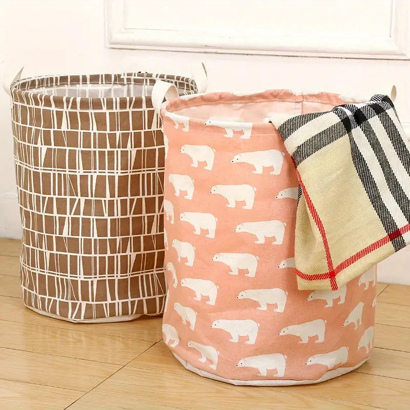 Large Capacity Cotton Linen Laundry Basket (1PC)